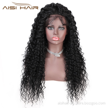 Aisi Hair 13x6 Long Wavy Natural Black Wig Afro Kinky Curly Wave Lace Front Wig Deep Wave Front Lace Hair Wigs For Black Women